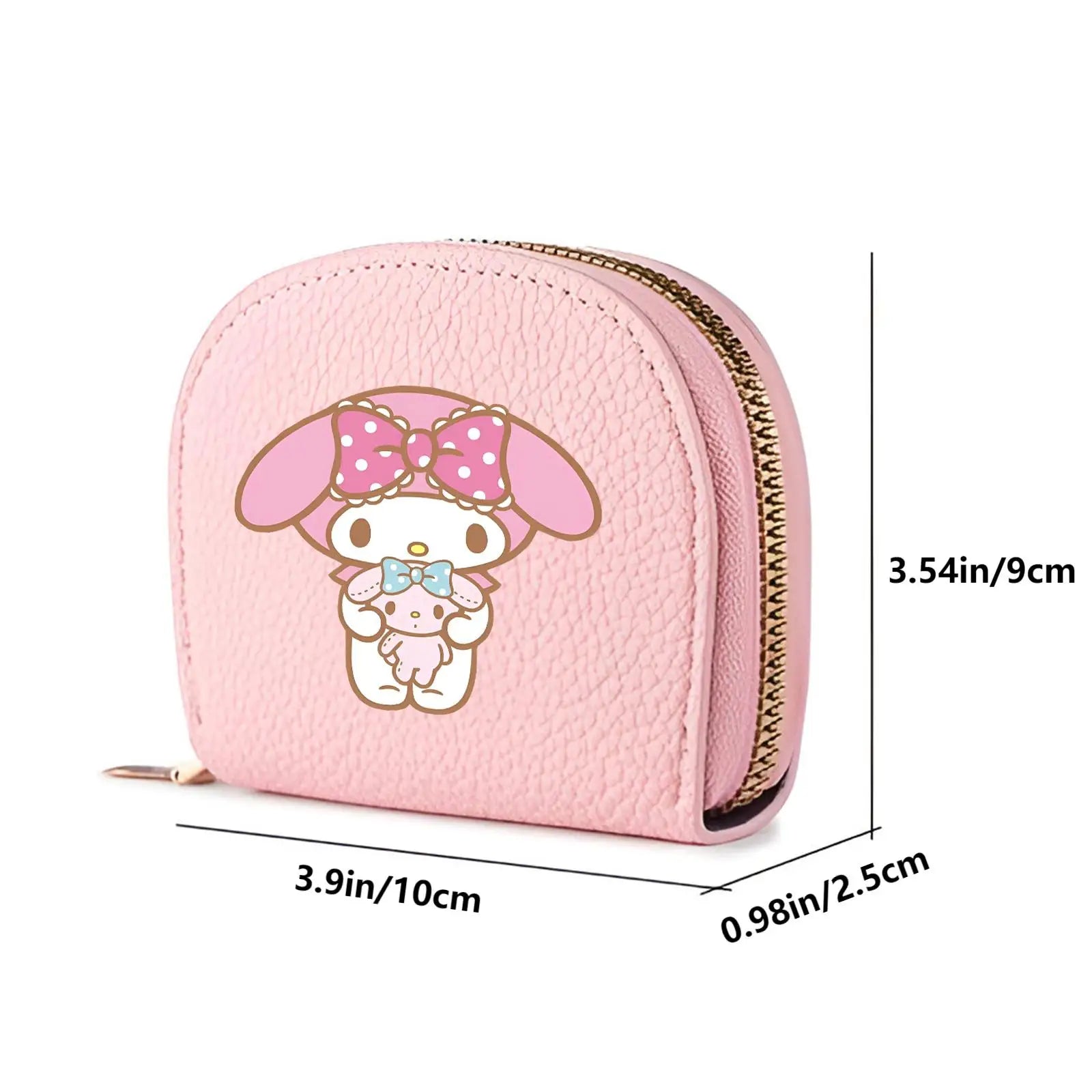 MINISO Sanrio Damen Wallet Set – PU-Leder Geldbörse mit Reißverschluss & Schlüsselanhänger im Cute Design