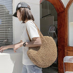 Sommerliche Damen Strandtasche aus Rundem Stroh – Grand sac de plage tissé avec sacs à main Hohem 