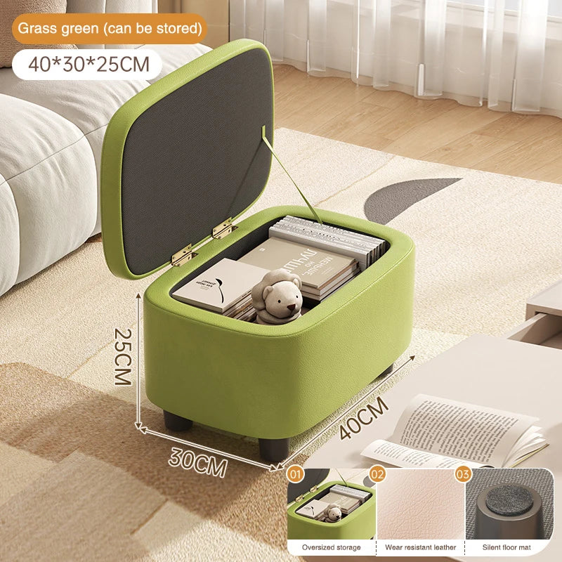 Multifunktionaler Leder Sitzhocker mit Stauraum – Moderner Organizer Ottoman für Wohnzimmer, Flur & Schlafzimmer