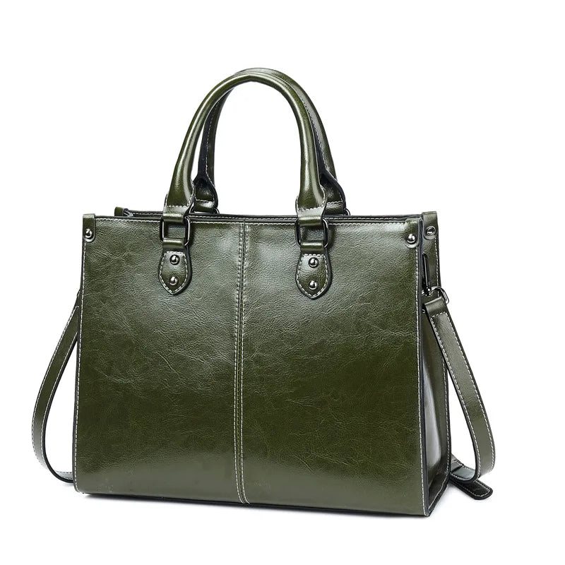 Damen Handtasche aus echtem Leder – Vielseitige Tote Bag & Crossbody Tasche aus Rindsleder für Büro, Shopping & Alltag