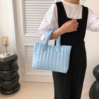 Gepolsterte Damen Tote Bag – Große Casual Schultertasche aus Baumwoll-Optik & Nylon, leicht, elegant & alltagstauglich