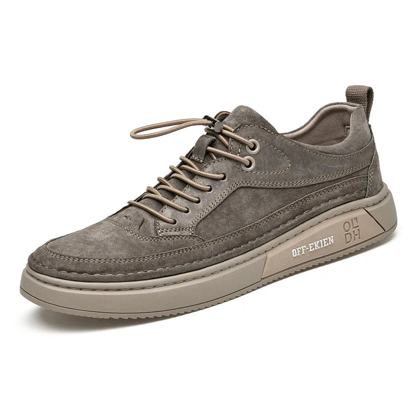 COZOK Zapatillas de deporte de cuero para hombre – Zapatillas informales con plataforma, suelas de PU blancas, sin cordones y con cordones para todas las etiquetas y frecuencias