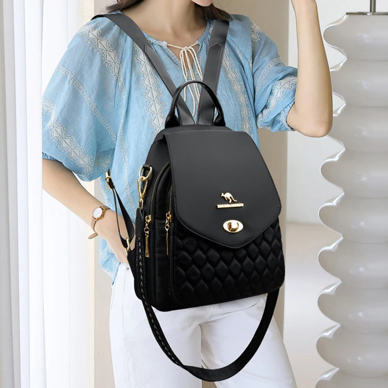 KMFFLY Damen Rucksack im Retro-Design – Modischer Lederlook Backpack für Schule, Reise & Alltag, trendiger Frauen Rucksack mit großer Kapazität