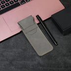 Vintage Leder Optik Stifteetui – Estuche para bolígrafos compacto para escuela, oficina y negocios | Mini Schreibwaren Organizer para mujeres y hombres 