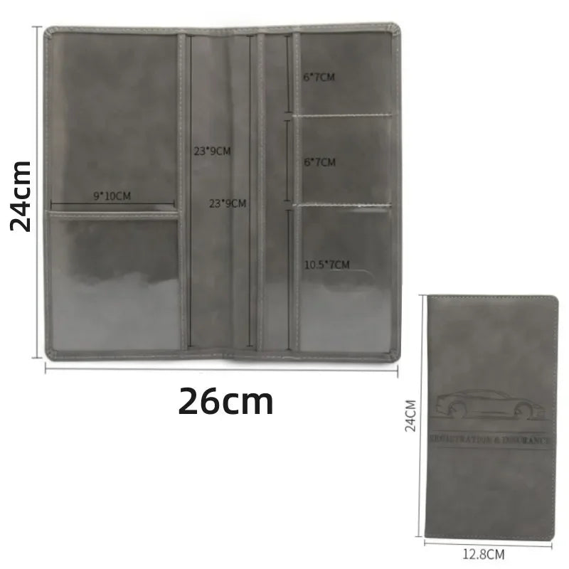 Auto Dokumentenmappe aus Leder für Herren – Fahrzeugschein- & Versicherungsmappe mit Kartenfächern