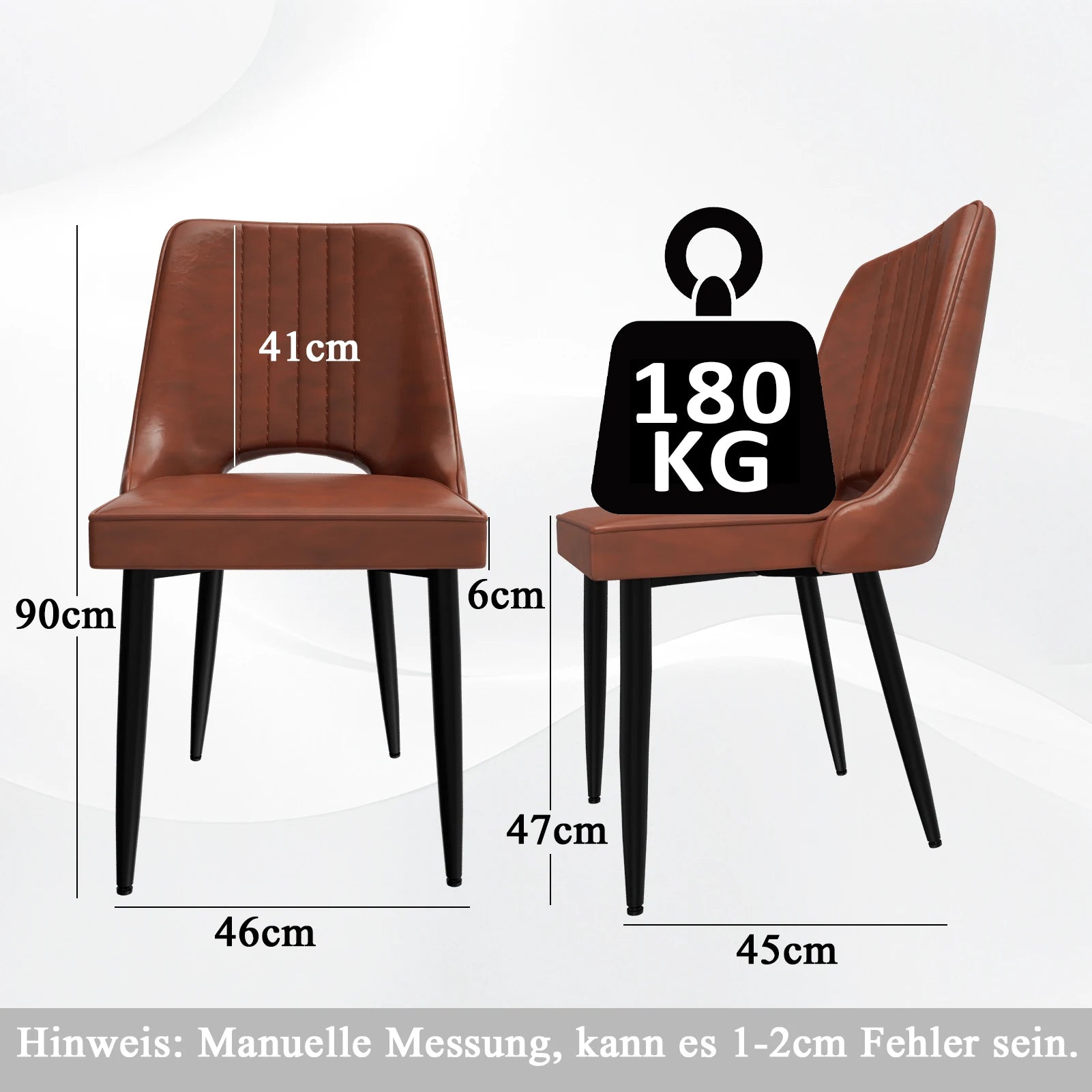 Set aus 2 modernen Esszimmerstühlen aus Kunstleder – Gepolsterte Dining Chairs mit hoher Rückenlehne & Metallbeinen für Küche & Esszimmer