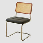 Moderne Rattan-Esszimmerstühle aus Kunstleder mit Chrombeinen – Sillas auxiliares de diseño de mediados de siglo para Esszimmer, Wohnzimmer &amp; Küche