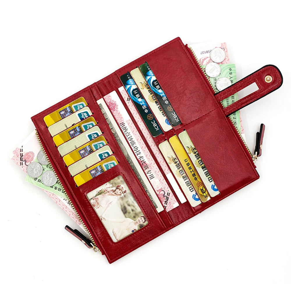 Damen Geldbörse Groß &amp; Elegant – Lange PU-Leder Wallet mit Reißverschluss, Kartenfächern &amp; hoher Kapazität