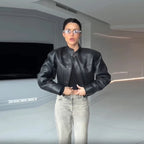 Damen Slim Fit PU Lederjacke – Klassische Biker & Bomber Kunstlederjacke mit Reißverschluss, elegante Übergangsjacke für Frühling & Herbst