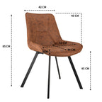 2er Set Moderne Esszimmerstühle aus Kunstleder – Retro Design Polsterstühle in Braun mit Metallbeinen für Esszimmer, Wohnzimmer & Büro