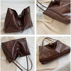 RPXBGUCKARHG Vintage Damen Tote Bag – Große PU-Leder Schultertasche, Harajuku-inspirierte Casual Handbag für Alltag & Shopping