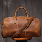 LEATHFOCUS Vintage Reisetasche aus echtem Rindsleder – Bolso grande de viaje y bandolera de cuero Crazy Horse, apto para portátil de 14 pulgadas 