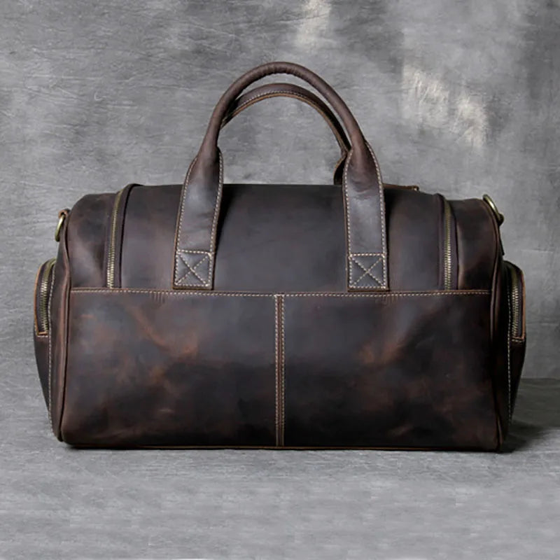 Luufan Vintage Leder Reisetasche aus echtem Rindsleder – Große Weekender &amp; Duffle Bag aus Crazy Horse Leather, passend for 14 Zoll Laptop 