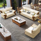 Canapé-lit nordique en cuir au design minimaliste – Canapé-lit modulaire en forme de L/U au canapé-lit avec meubles en bois massif