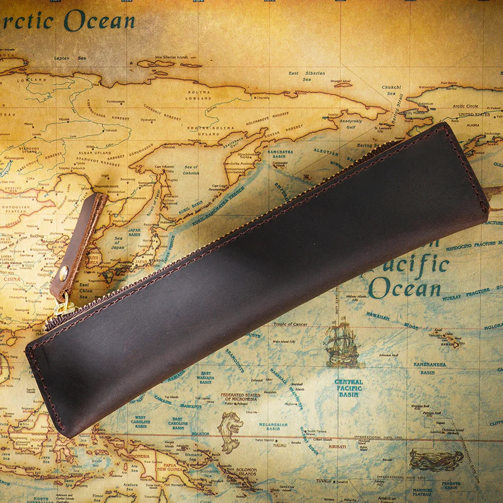 Mini Stifteetui aus echtem Leder – Handgefertigter Leder-Organizer für Büro, Schule & Reisen