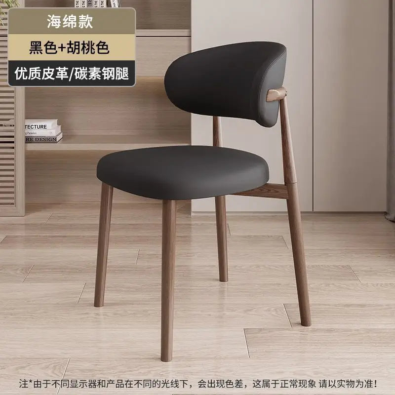 Italienischer Polster-Esszimmerstuhl aus Leder – Moderner Küchenstuhl mit Rückenlehne, High-Density Schaum &amp; stabilem Eisenrahmen im nordischen Design