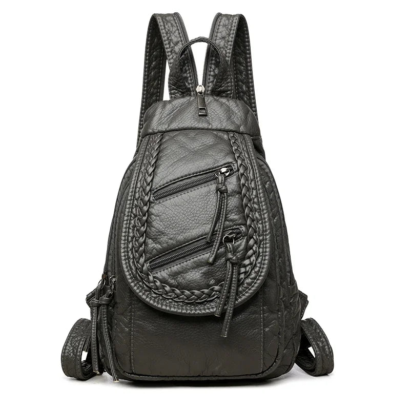 VANDERWAH Damen Rucksack Weiß – Kleiner PU Leder Rucksack mit mehreren Fächern, weich & vielseitig
