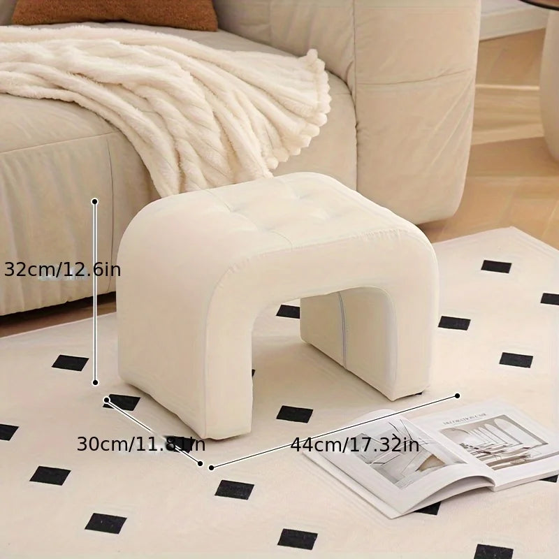 Massivholz Sitzhocker mit Kunstlederpolster – Multifunktionaler niedriger Lederhocker &amp; kompakte Schuhwechsel-Bank for Wohnzimmer