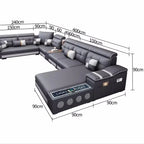 Multifunktionales Relax Leder Ecksofa – Ausziehbares &amp; verstellbares Couples-Sofa mit Schlaffunktion und Stauraum, modernes Design für das Wohnzimmer