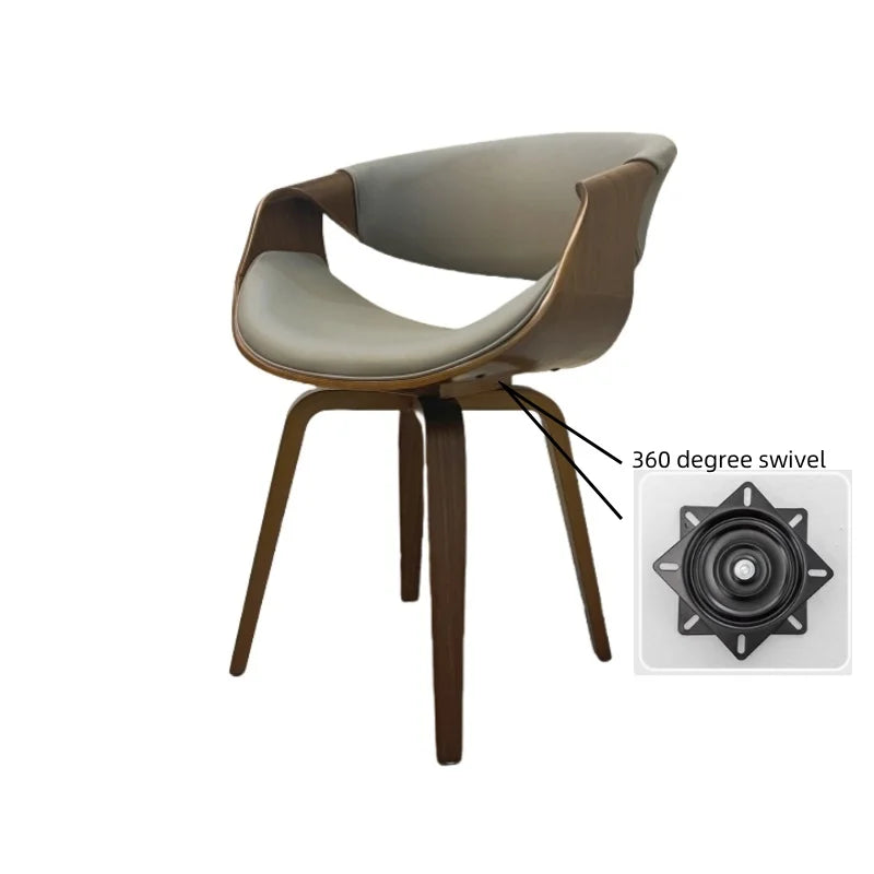 Mid-Century Esszimmerstuhl mit geschwungener Rückenlehne – Gepolsterter Armlehnenstuhl aus Stoff oder Kunstleder mit Holzbeinen, moderner Accent Chair