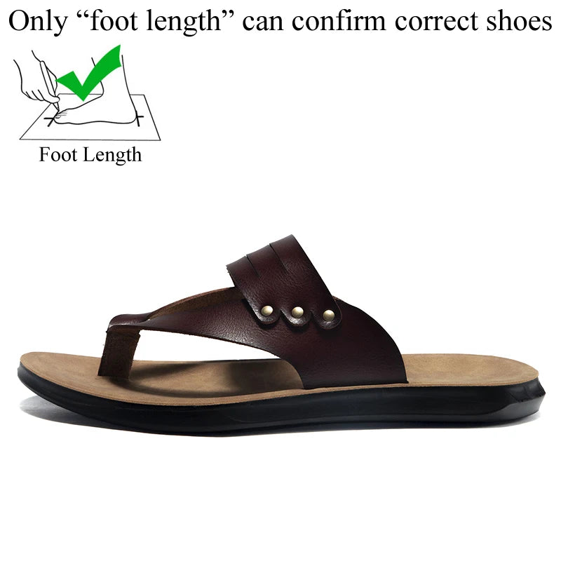 Shinefullstr Herren PU Leder Flip-Flops 2025 – Sommerliche Casual Slippers, Outdoor Slippers, Rutschfest, Bequeme Chanclas Hombre