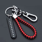 Trendiger DIY Leder-Schlüsselanhänger mit geflochtenem Seil – Anti-Verlust Keychain for Auto &amp; Motorrad, schlichter Keyring mit Metallring in Schwarz 