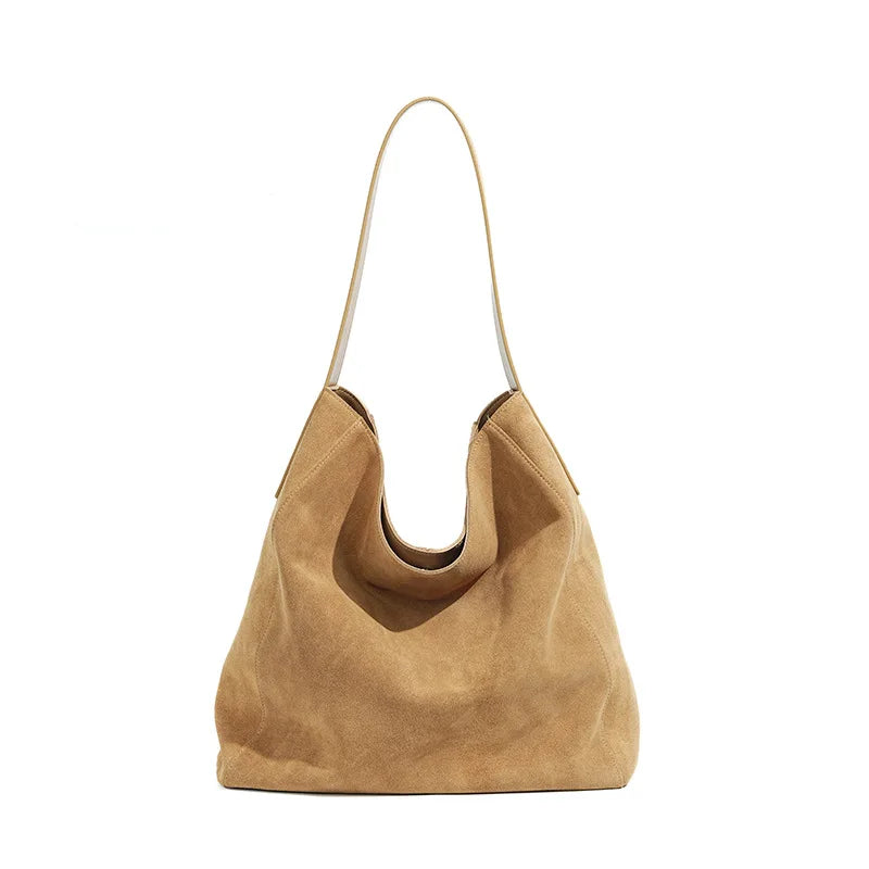 famicare 2025 Sac fourre-tout en cuir givré pour femme – Grand sac à main seau en daim, pochette Hobo minimaliste sous les bras 