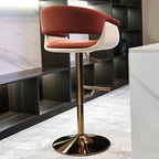 DUTRIEUX Nordic Leder Barstuhl – Höhenverstellbarer 360° Dreh-Barhocker aus Echtleder mit Armlehnen, modernes Design für Küche & Wohnzimmer