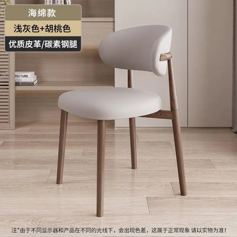 Italienischer Polster-Esszimmerstuhl aus Leder – Moderner Küchenstuhl mit Rückenlehne, High-Density Schaum &amp; stabilem Eisenrahmen im nordischen Design