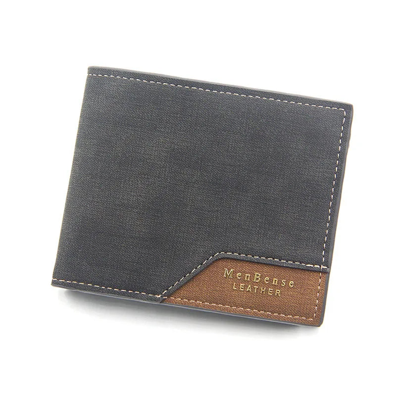 Kurze Herren Geldbörse – Slim Wallet mit Münzfach, Photofach &amp; Kartenhaltern aus Frosted PU-Leder