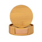 6er-Set Leder-Marmor Untersetzer Ø10 cm – Runde, hitzebeständige Getränkeunterlagen mit Gravur-Option im modernen Stil 