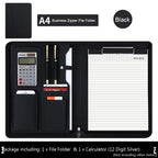 Carte de conférence multifonctionnelle en cuir A4 avec porte-documents – Portefeuille d'affaires exécutif et organisateur de documents pour bureau et réunions