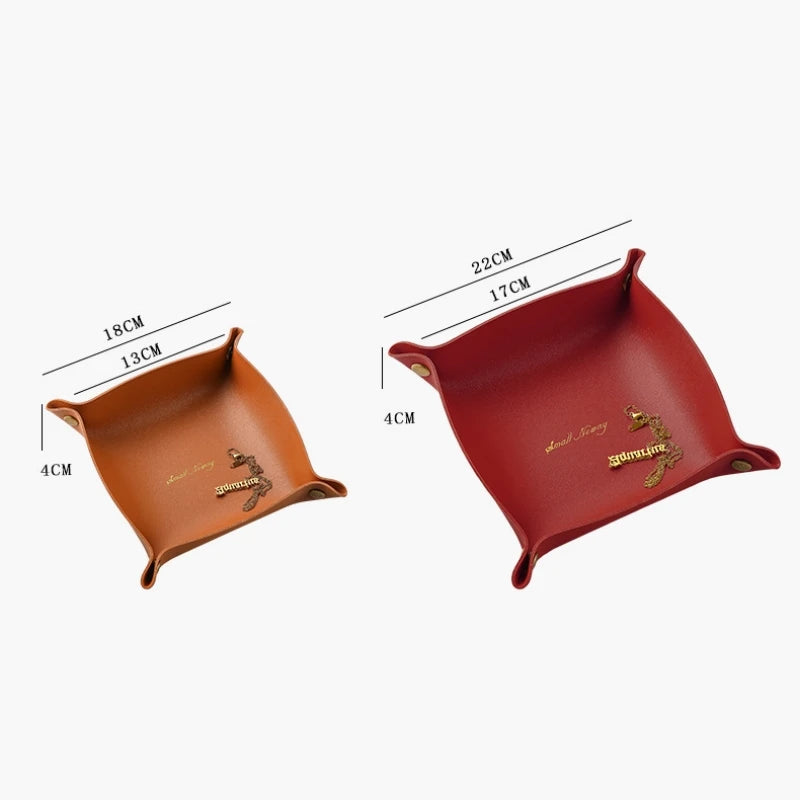 Nordic PU-Leder Ablageschale – Faltbarer Desktop Organizer für Schlüssel, Schmuck & Kosmetik | Rundes Design