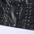 Hombres Lederweste Schwarz – Slim Fit Biker Weste mit Nieten, Turn-Down-Kragen &amp; Knopfleiste für Motorrad &amp; Alltag