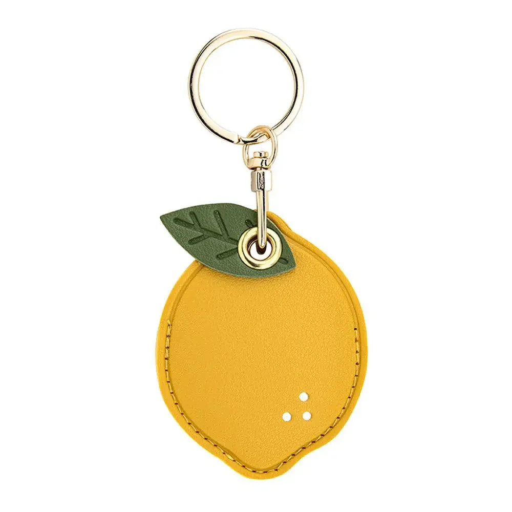 Leder Erdbeer- & Zitronen-Schlüsselanhänger – Verspielter Keychain als Taschen- & Autoanhänger, fruchtiger Bag Charm & Geschenkidee