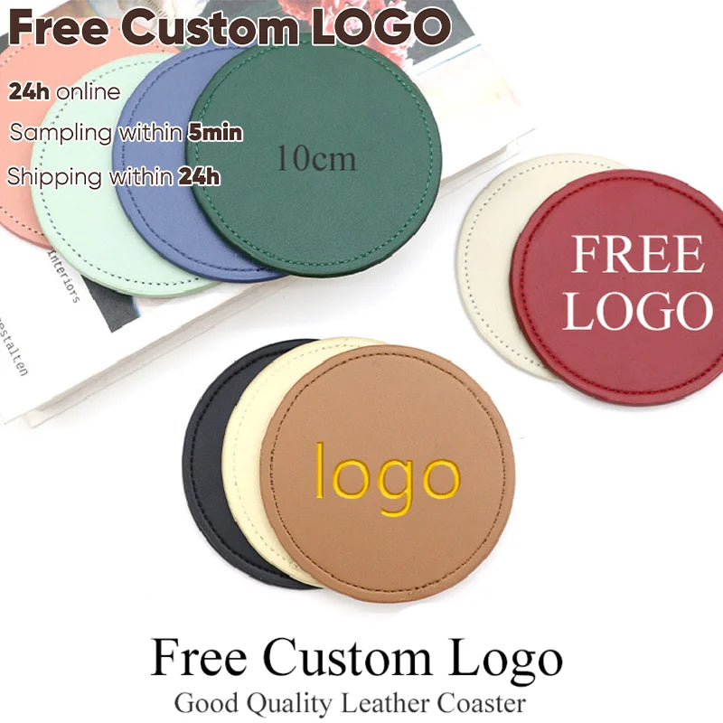 2er-Set personalisierte PU-Leder Untersetzer mit kostenloser Gravur – Runde Kaffee- & Getränkeunterlagen als Hochzeitsgeschenk & stilvolle Tischdeko