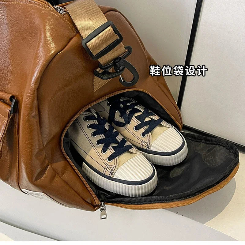 Gros sacs de voyage pour femmes en cuir PU – Sac de voyage léger et fourre-tout avec une viel Stauraum, sac de fitness, week-end et bagage à main