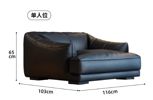Modernes minimalistisches Leder Ecksofa – Italienisch-Nordisches Design für das Wohnzimmer, luxuriöse Lounge Couch in L-Form