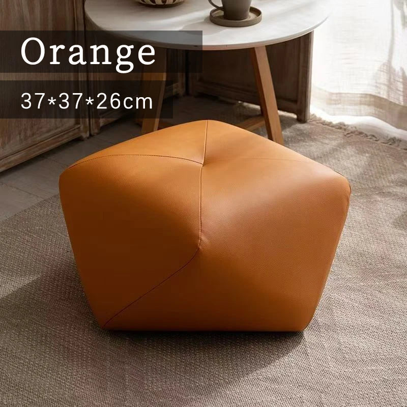 Moderner achteckiger Fußhocker aus PU-Leder – Vielseitiger Sitzhocker mit Massivholz-Basis für Wohnzimmer & Schlafzimmer