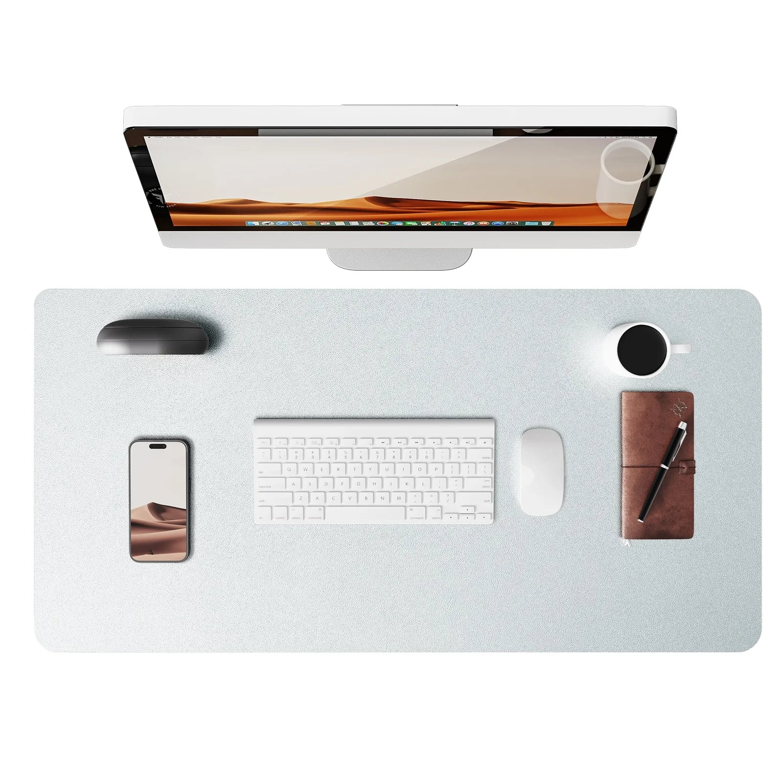 Großes Leder Schreibtischunterlage & Mousepad – Rutschfeste PU Leder Desk Mat als eleganter Tischschutz für Büro & Homeoffice