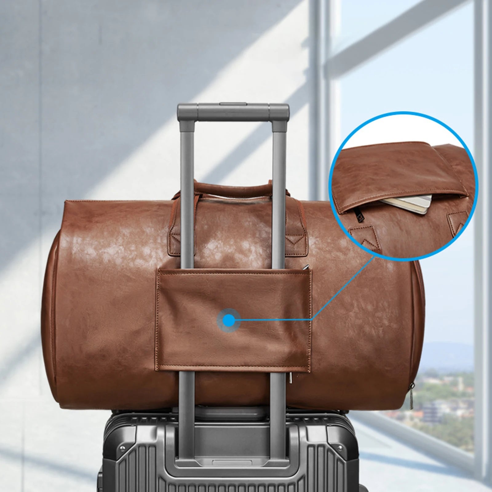 Extra große Leder Duffle Bag mit Schuhfach – Wasserdichte Weekender Reisetasche mit verstellbarem Schultergurt, ideale Travel- &amp; Hiking Tasche 