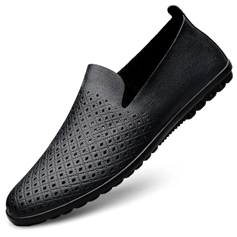 Herren Loafer aus echtem Leder – Atmungsaktive Slip-On Mokassins im italienischen Stil, Sommer Schuhe bis Übergröße 50/51