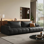 Postmodernes Designer Ledersofa mit eckiger Form – Luxuriöse Couch aus echtem Kalbsleder &amp; Massivholz im italienischen Stil