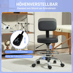 Ergonomischer Zeichenstuhl ohne Armlehnen – Höhenverstellbarer Drehstuhl aus Kunstleder mit Fußstütze für Büro & Wohnzimmer (Schwarz)