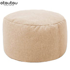 OTAUTAU Runder Sitzpouf aus Baumwoll-Leinen (30 cm) – Bean Bag Ottoman mit Füllung, minimalistischer Fußhocker & Tatami Bodensitz