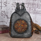 MOTAORA Damen Rucksack aus PU-Leder – Vintage geprägter Lederlook Rucksack mit Regenschutz, kompakt &amp; elegante 