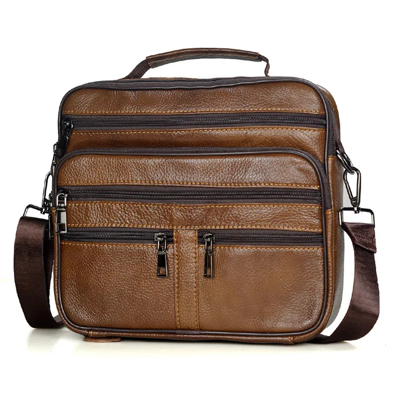 LACHIOUR Herren Leder Messenger Bag – Mittelgroße Schultertasche & Casual Tote aus echtem Leder