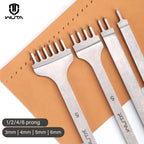 WUTA Basic Diamond Leder Chisel Set – Pricking Iron Stichwerkzeug 3–6 mm mit 1–2–4–6 Zinken für sauberes Leder Nähen