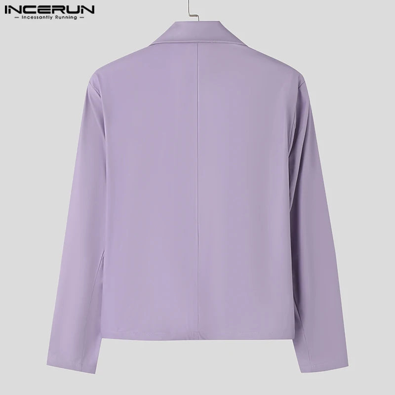 INCERUN Herren PU-Leder Blazer 2025 – Estilo coreano Sakko mit asymmetrischem Saum, elegante blazer informal y de oficina en S-5XL 