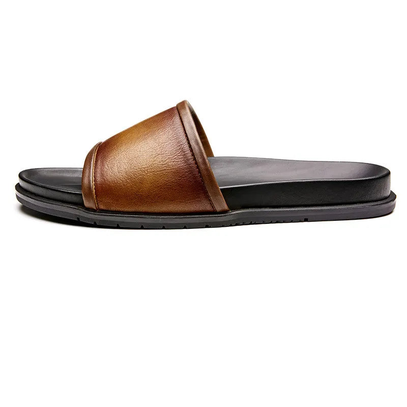 ZXQ Herren Luxus Leder Slipper 2025 – Handgefertigte Sommer Slides aus echtem Rindsleder, cómodas sandalias casuales para hombres 